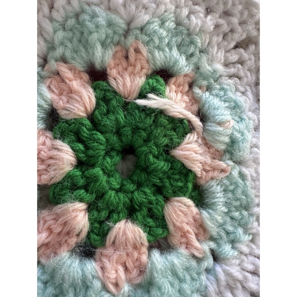 VTG Handmade Granny Square Crochet Afghan Throw Floral Lap Blanket 54x44 Boho - Picture 8 of 12